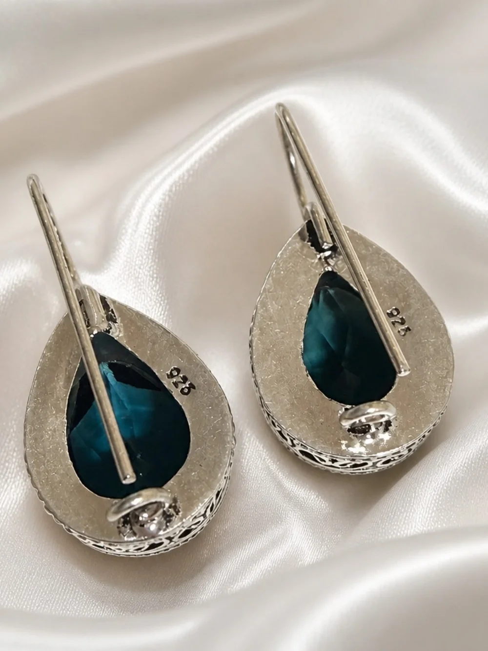 London Blue Topaz Earrings set in a vintage style setting 925 sterling Silver
